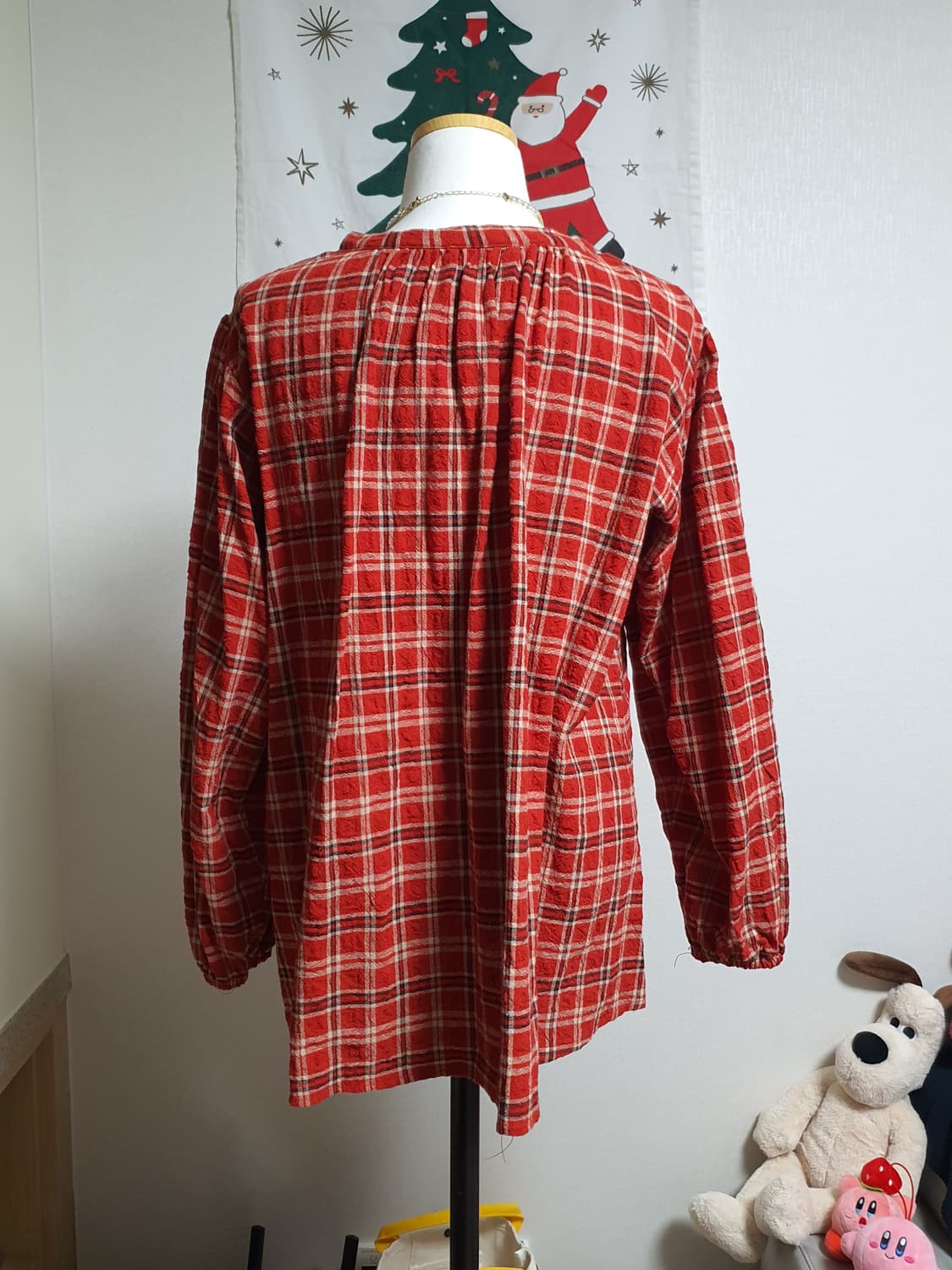 [모리걸] 레드 체크 블라우스 상품이미지5