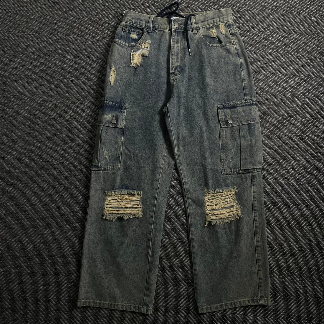 빈티지 y2k 디스트로이드 워싱 데님 카고 팬츠 y 4178 상품이미지2