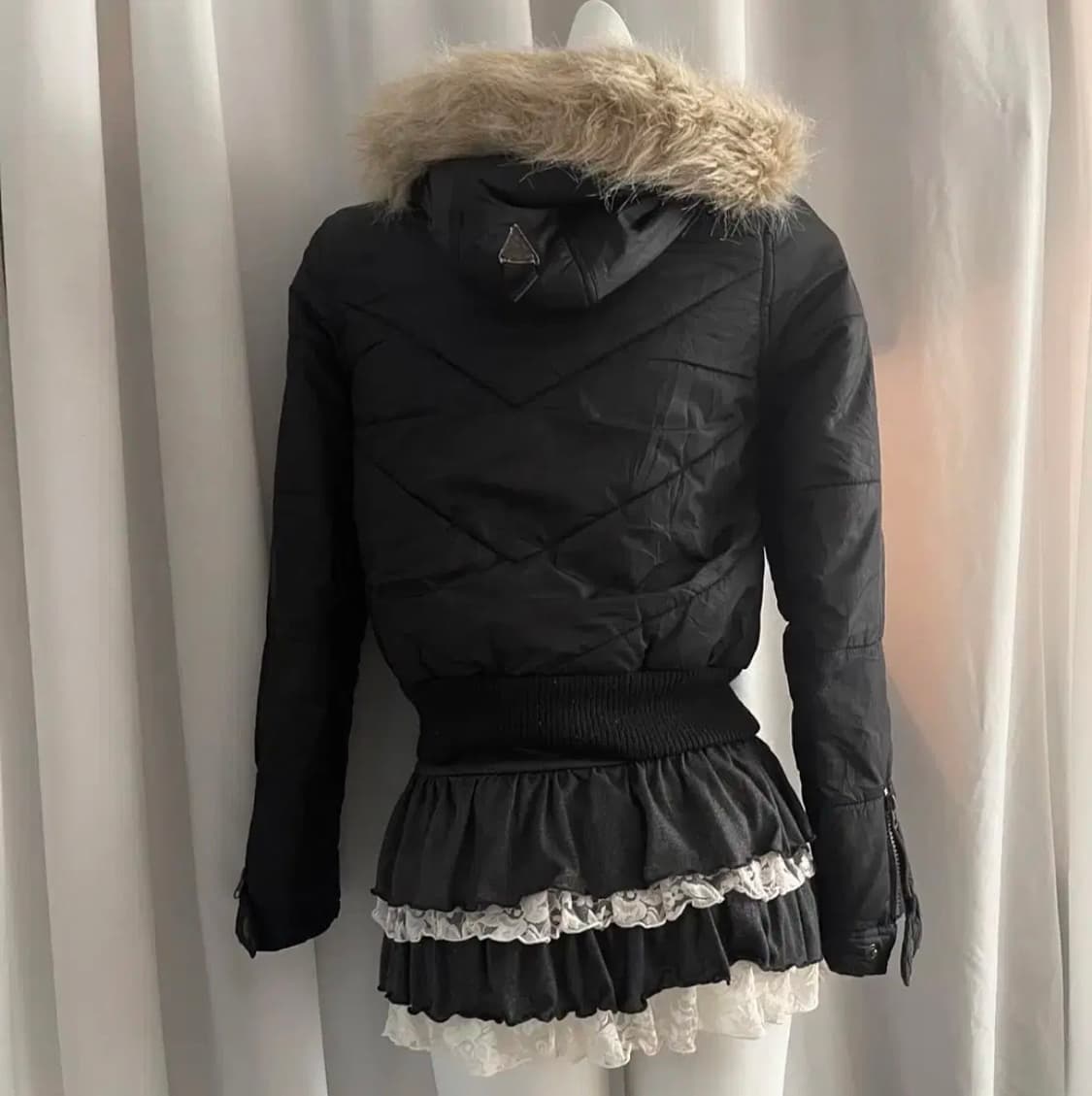 lolablack 빈티지 y2K 고스펑크 퍼 크롭 점퍼 패딩 상품이미지2