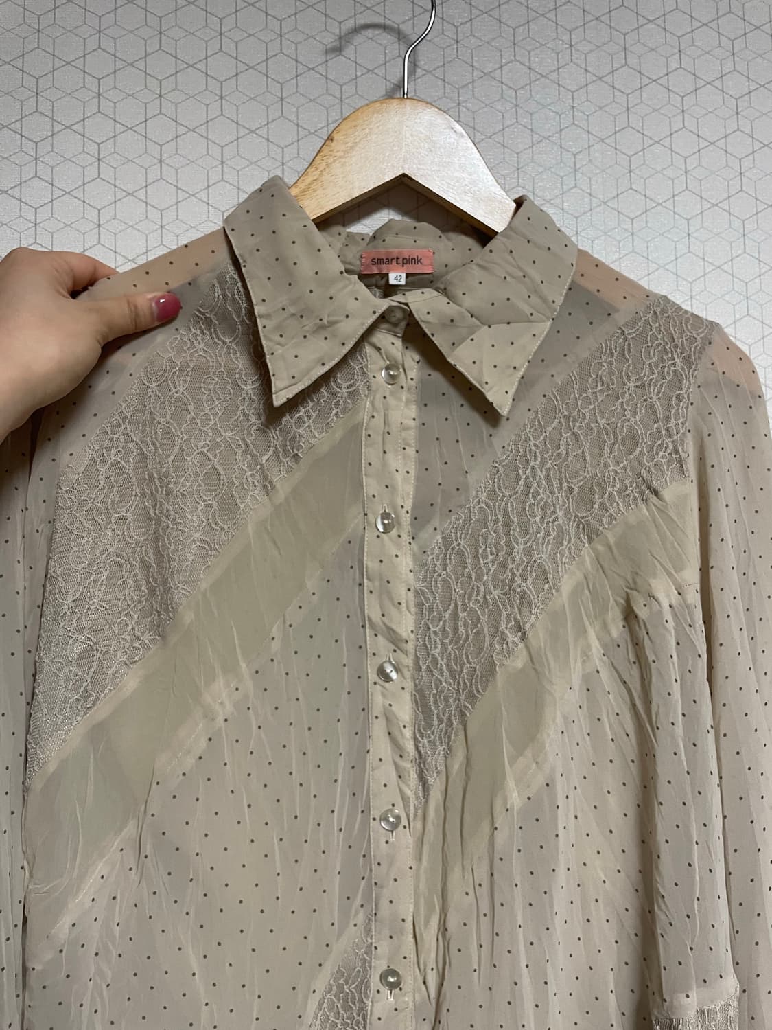 Japanese Vintage 도트시스루 블라우스 상품이미지2