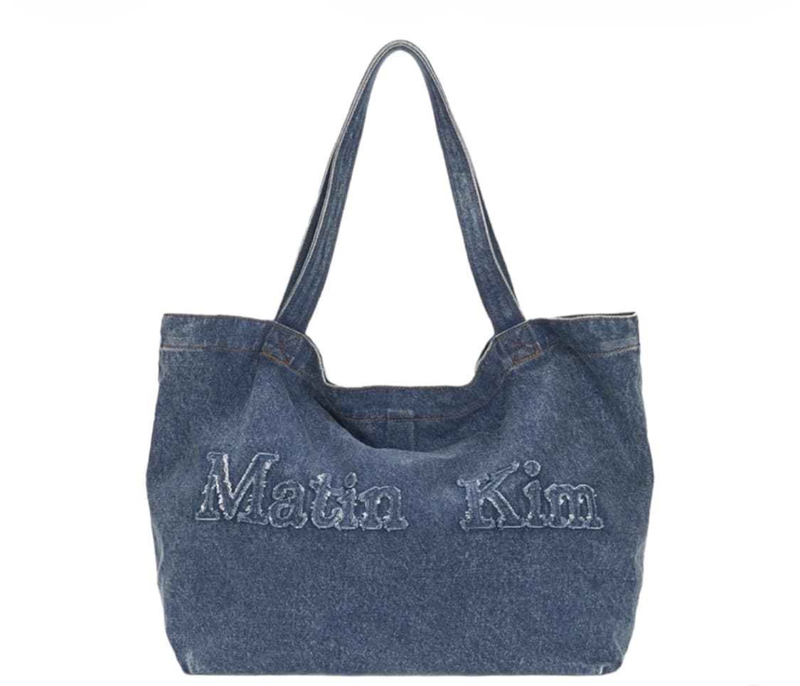 마뗑킴 로고 워시드 데님 토트백 블루 상품이미지5