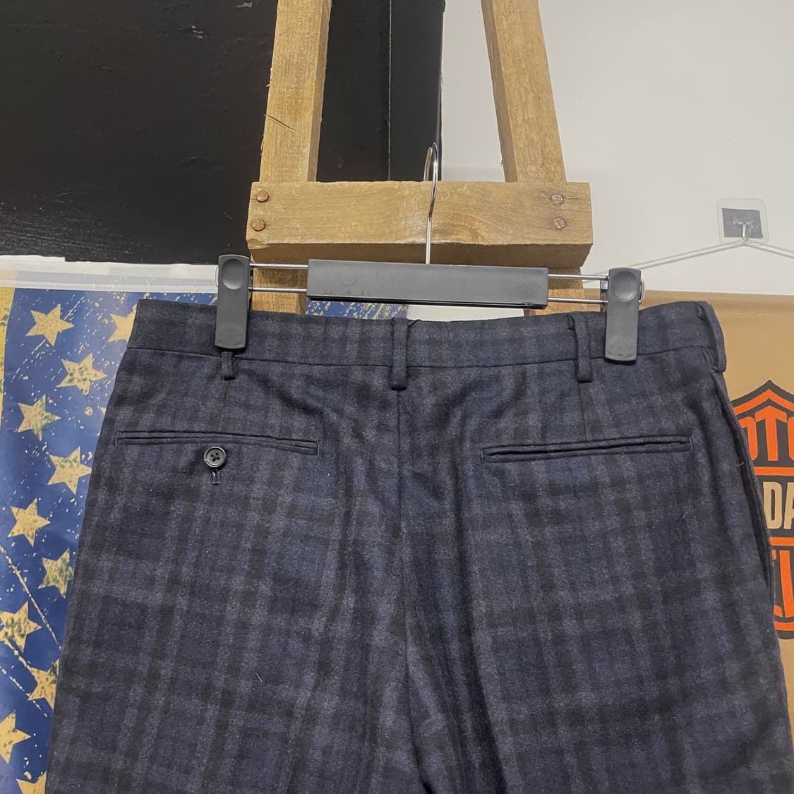 제이프레스 울 체크 스트레이트 롤업 버튼 슬랙스 상품이미지4