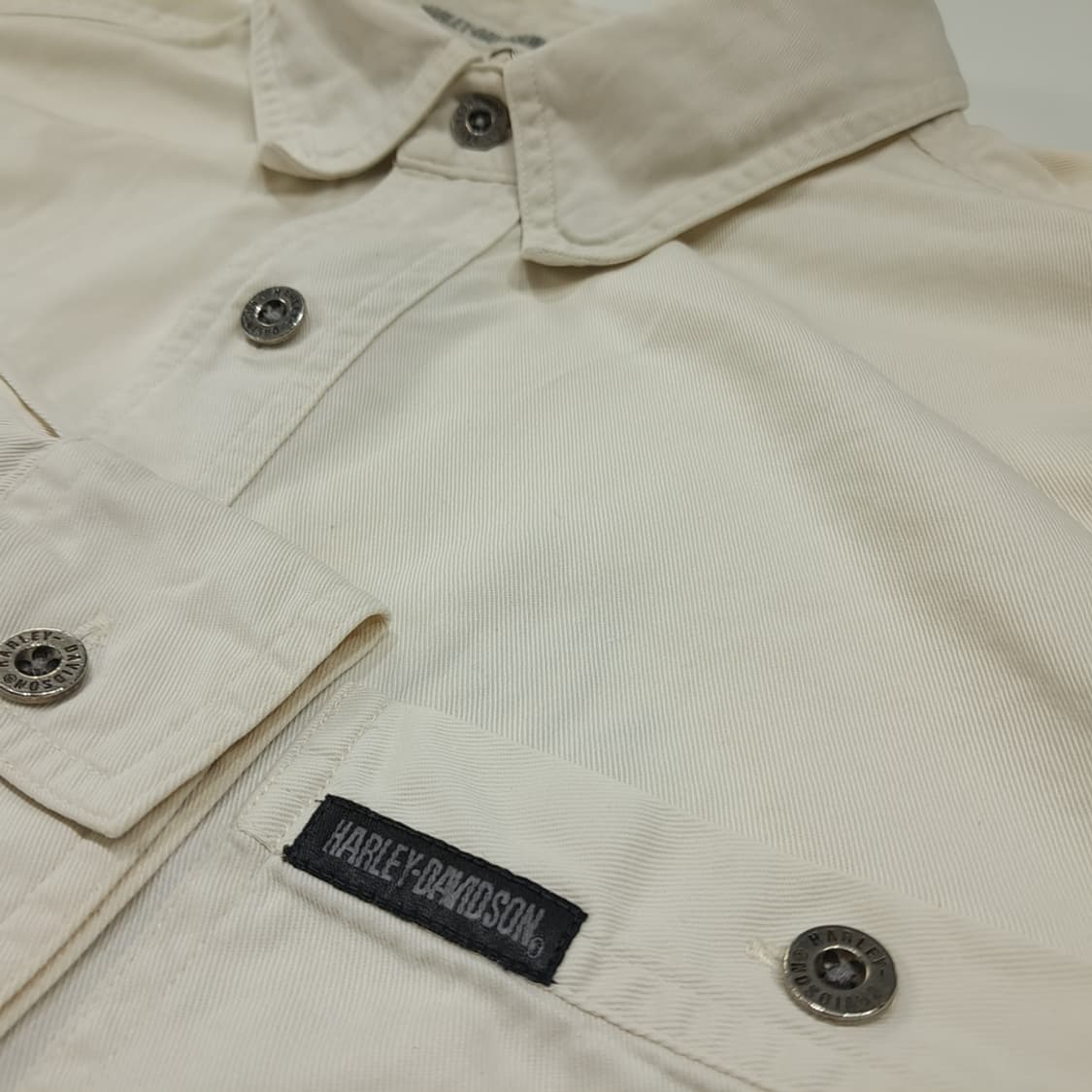 CL581 XL 할리데이비슨 00s 홍콩판 코튼 아이보리 셔츠 상품이미지7