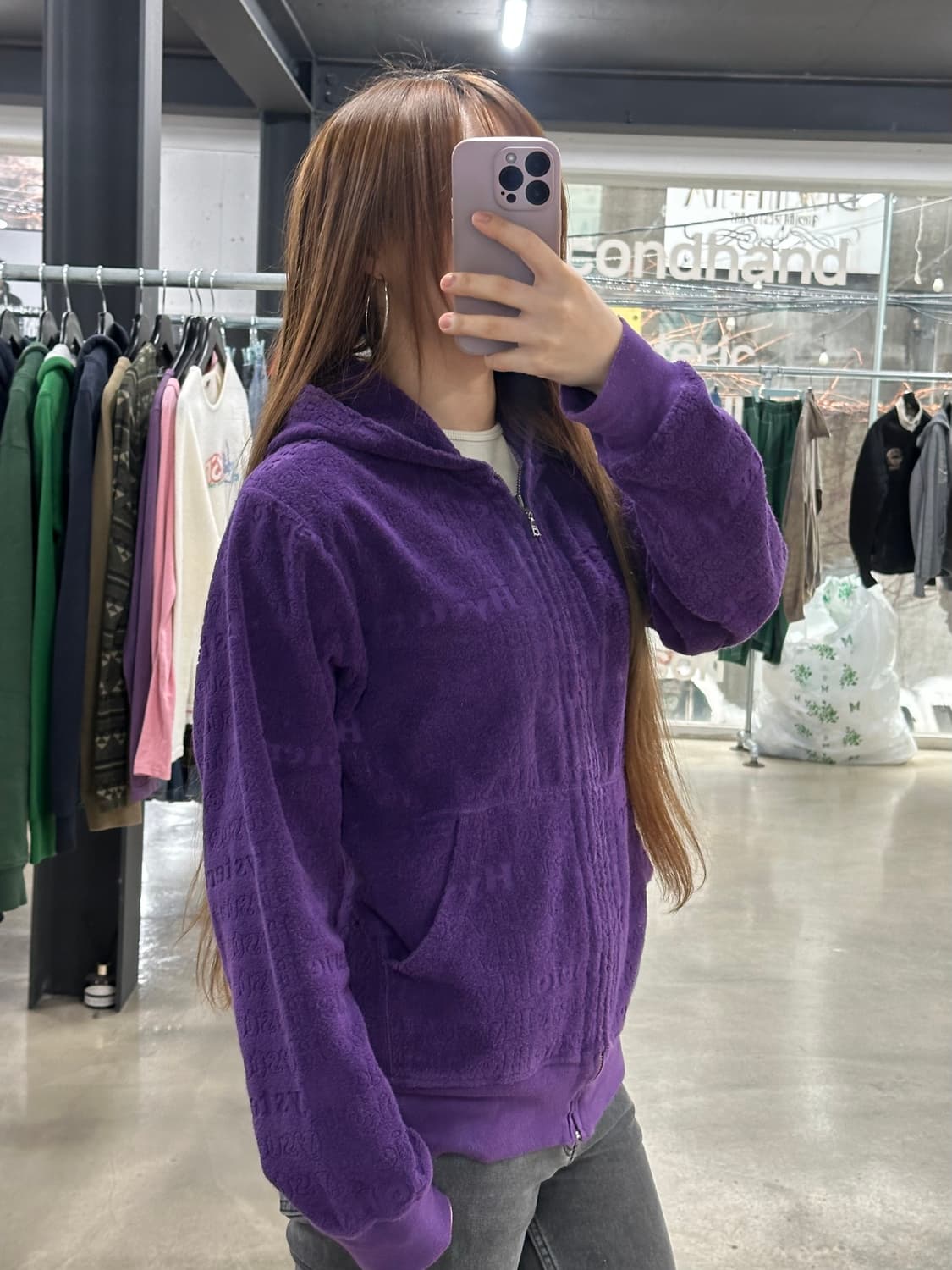 히스테릭글래머 엠보싱풀로고 태리 후드집업 상품이미지3