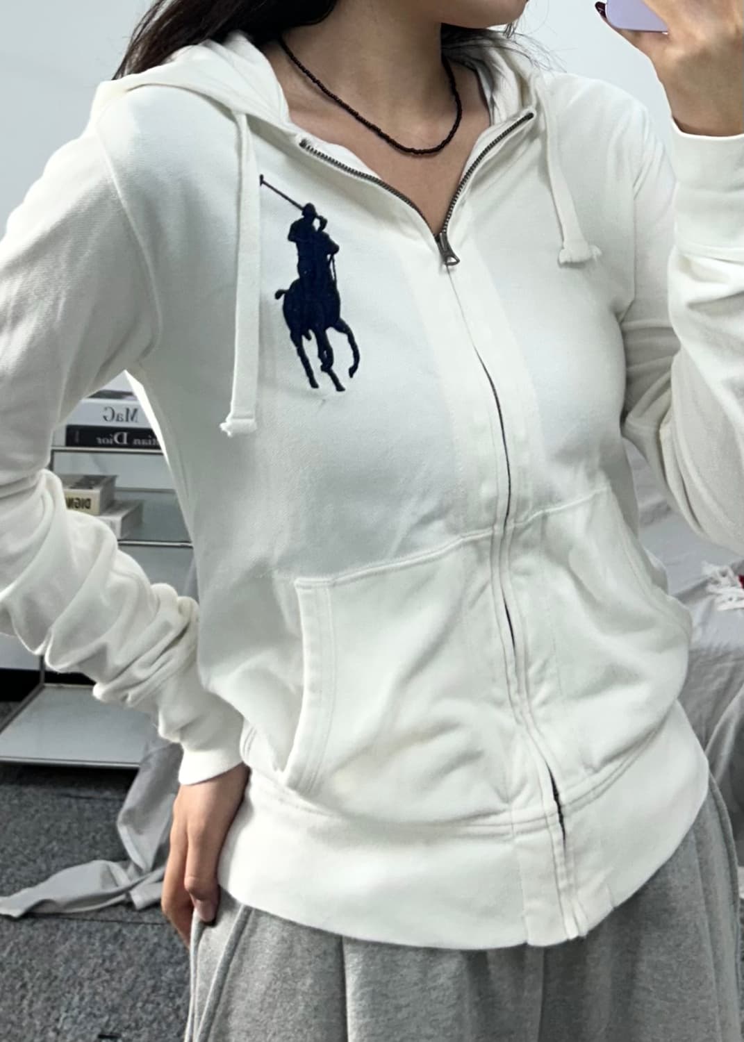 폴로 랄프로렌 빅포니 후드집업 화이트 S 상품이미지3