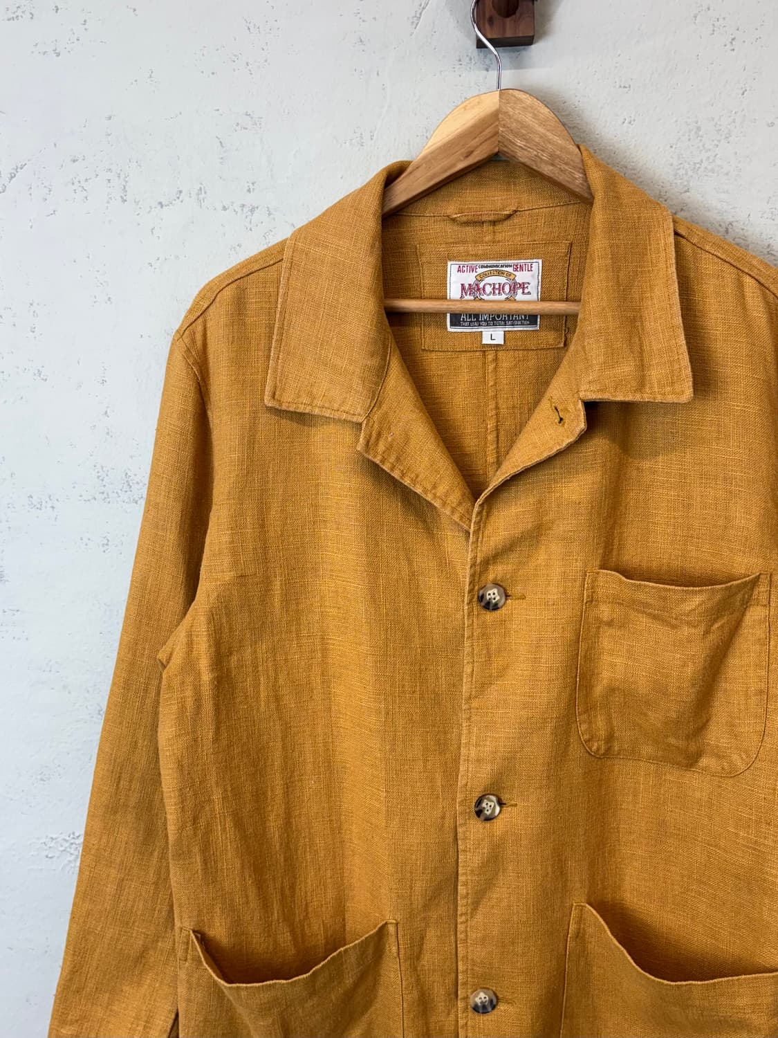 맥호프 90s 머스타드 린넨 셔츠 자켓 상품이미지5