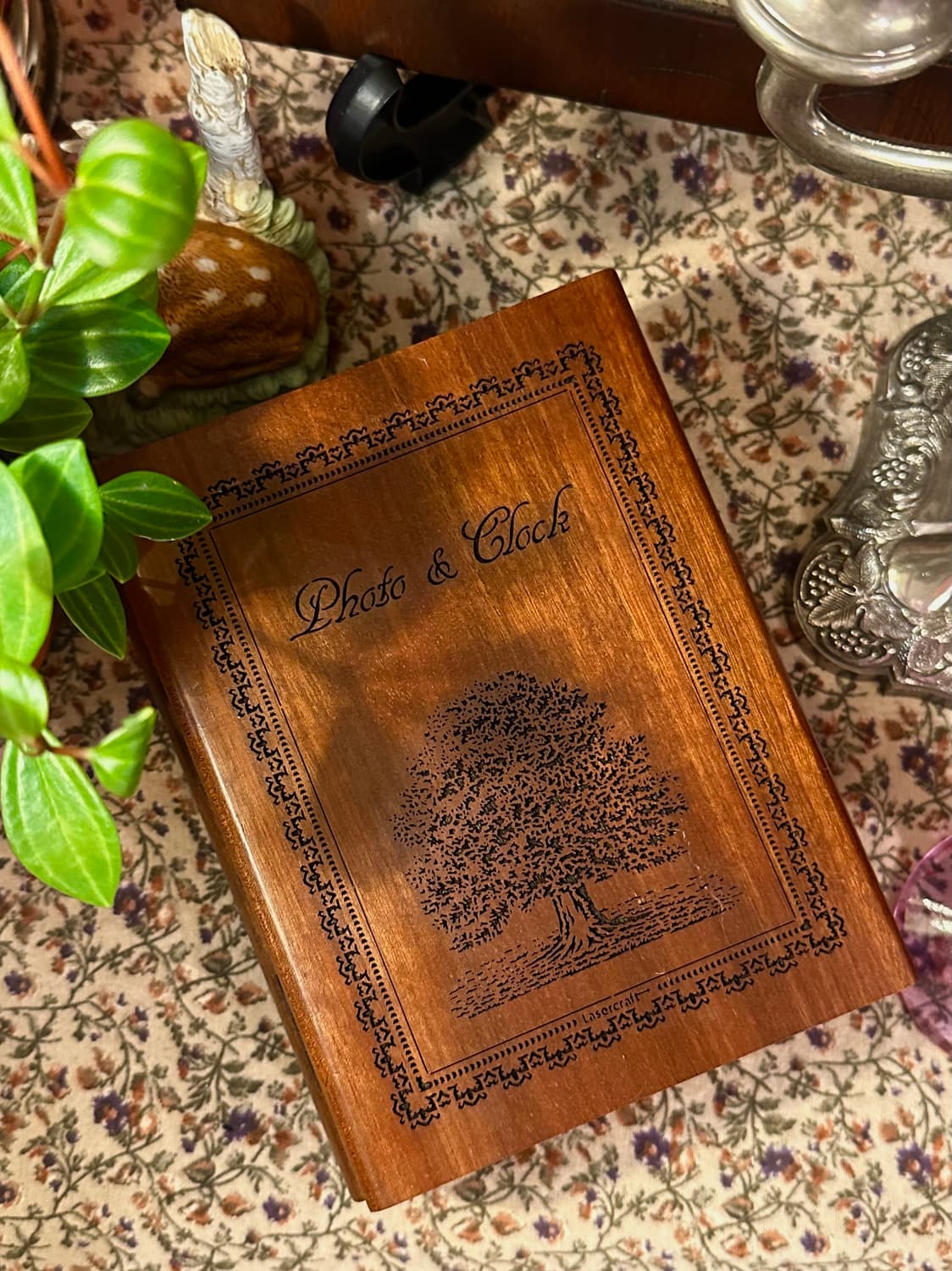 일본 빈티지 월넛 우드 북 커버 디자인 시계 액자 상품이미지3