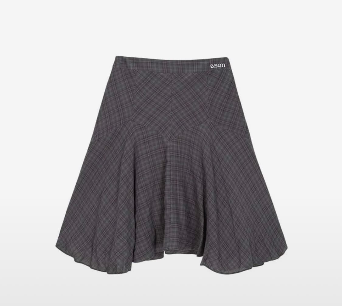 애즈온 LONDON CHECK MIDI SKIRT / PURPLE 상품이미지1