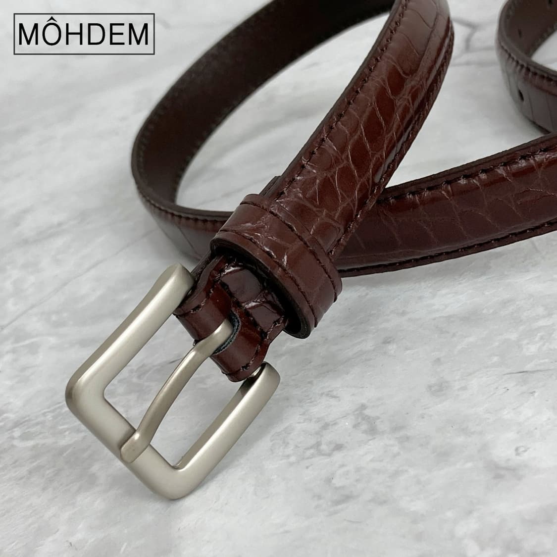 [Unisex] 크로커다일 이태리가죽 벨트 브라운 상품이미지6