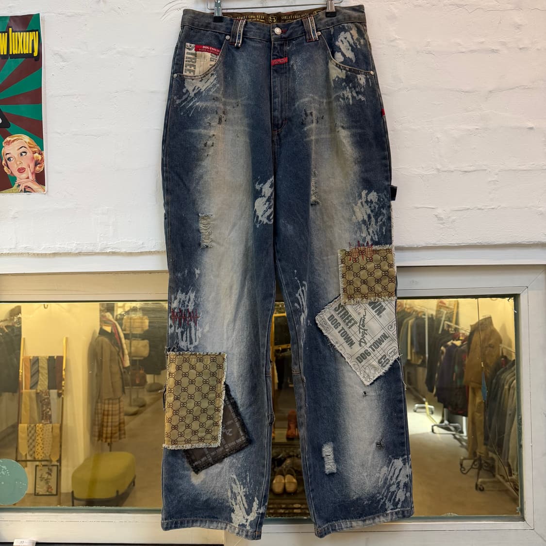 Dog Town vtg 패치 디자인 카펜터 배기 데님 진 L 상품이미지1