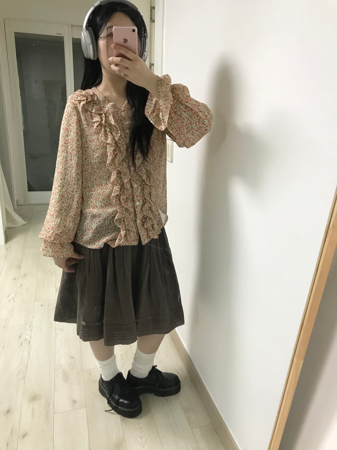 빈티지 플라워 쉬폰 러플 블라우스 상품이미지4