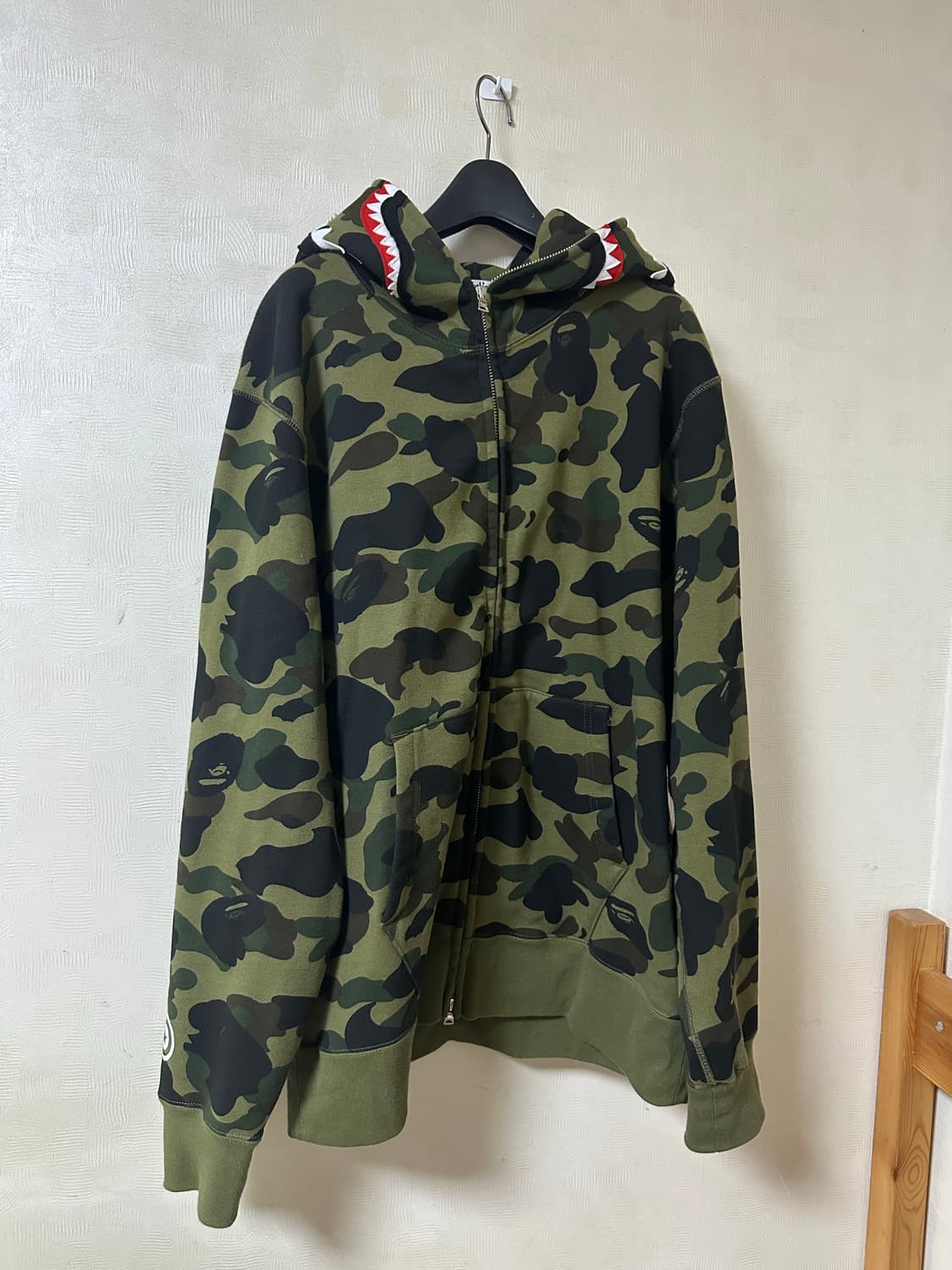 베이프 퍼스트 카모 샤크 풀 집 후드 아미 그린 L 상품이미지1