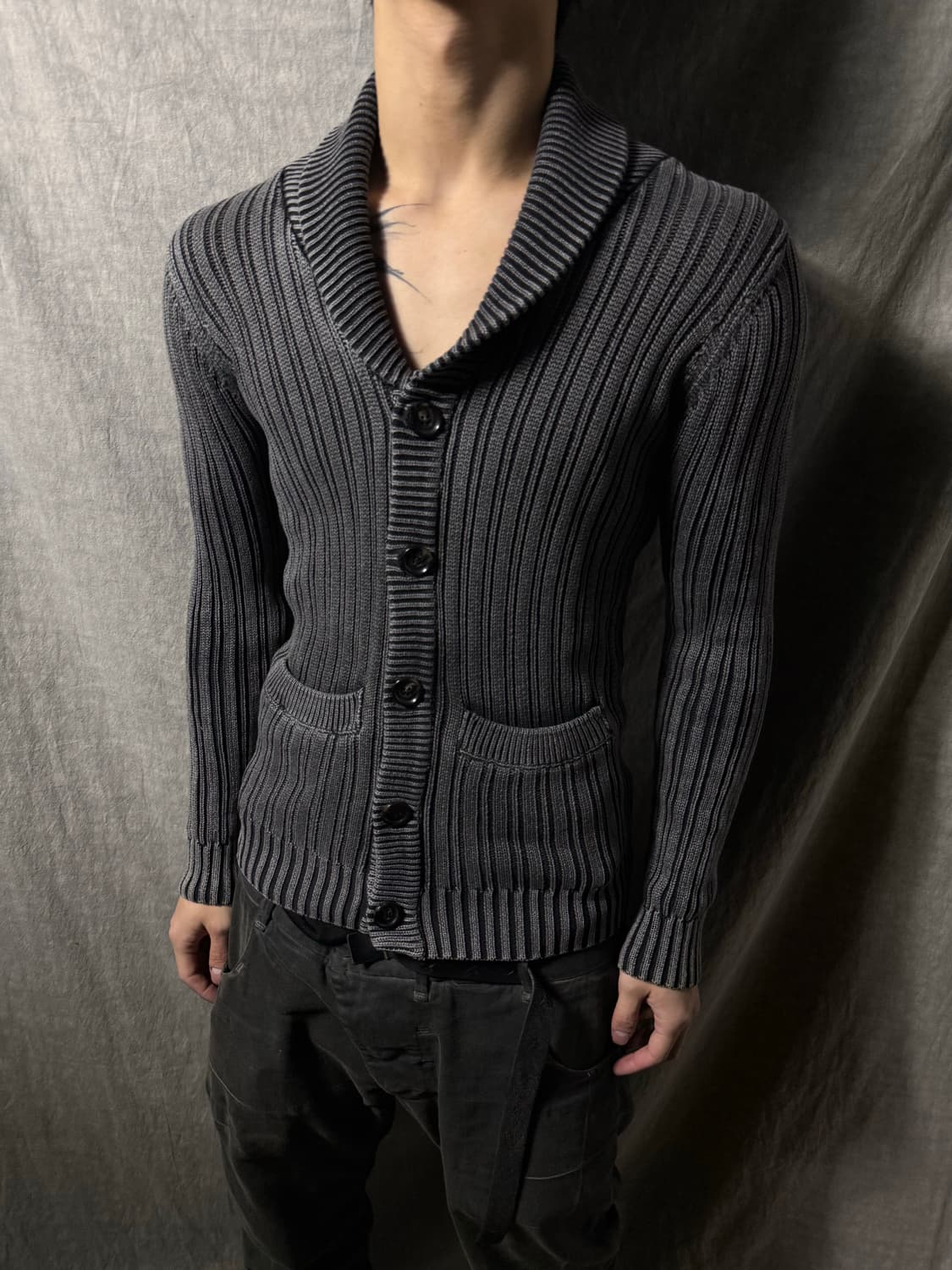 FUGA Washed Shawl Collar Knit Cadigan 상품이미지1