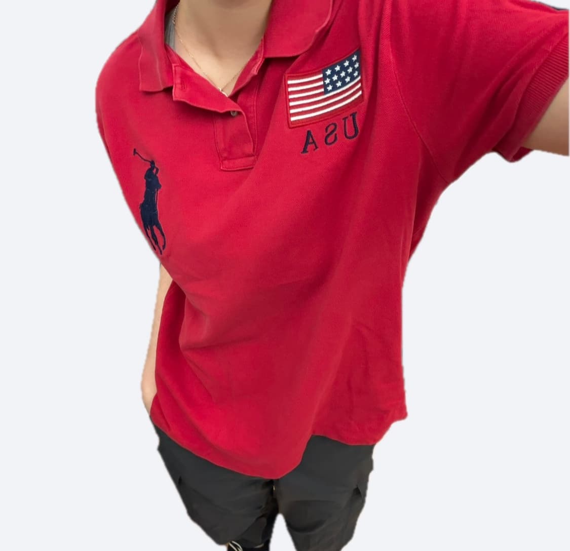 🔥폴로 랄프로렌 빅포니 성조기 커스텀핏 레드 카라티 PK티🔥 상품이미지1