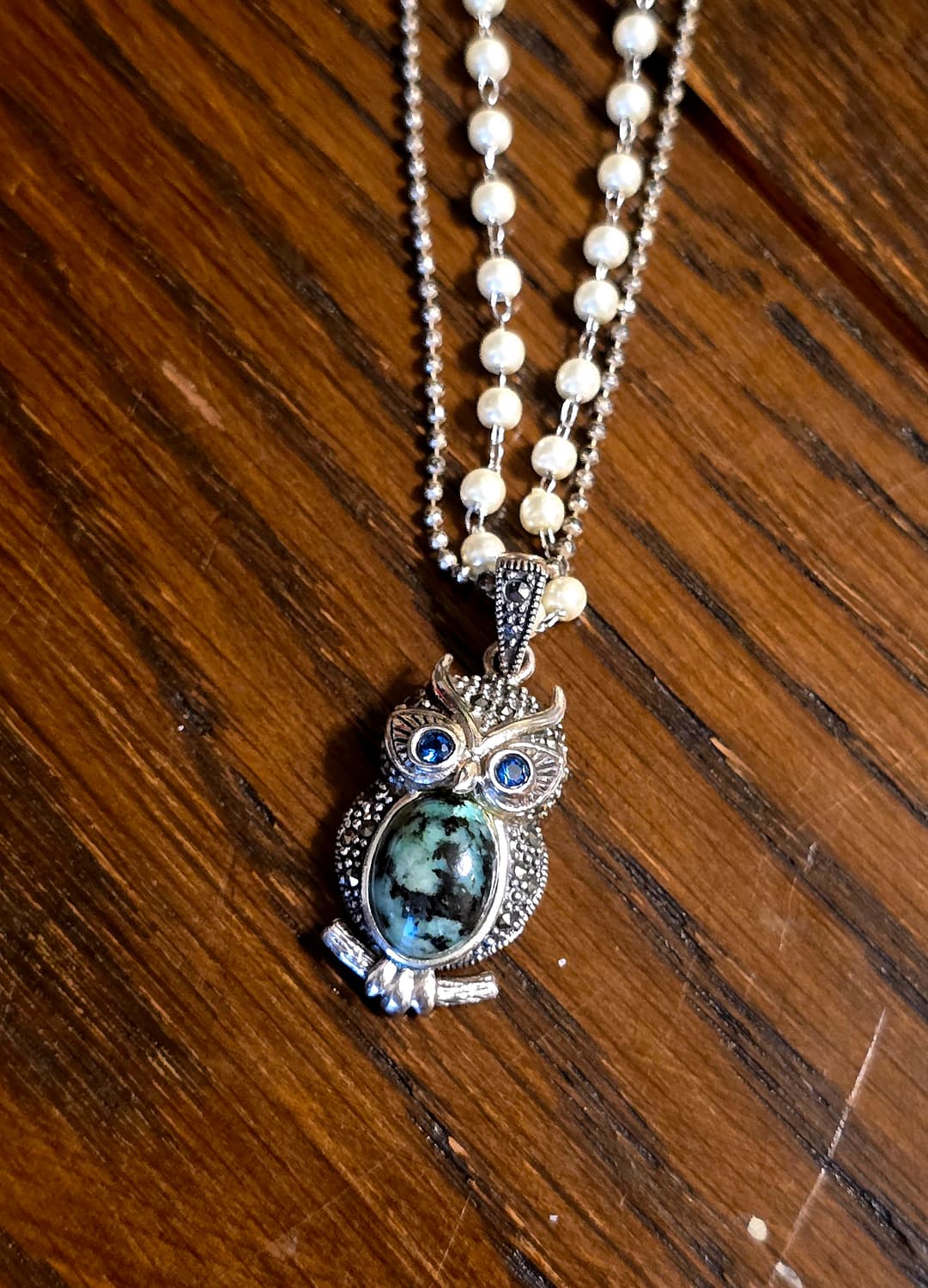 터키석 부엉이 팬던트 은 목걸이 상품이미지1