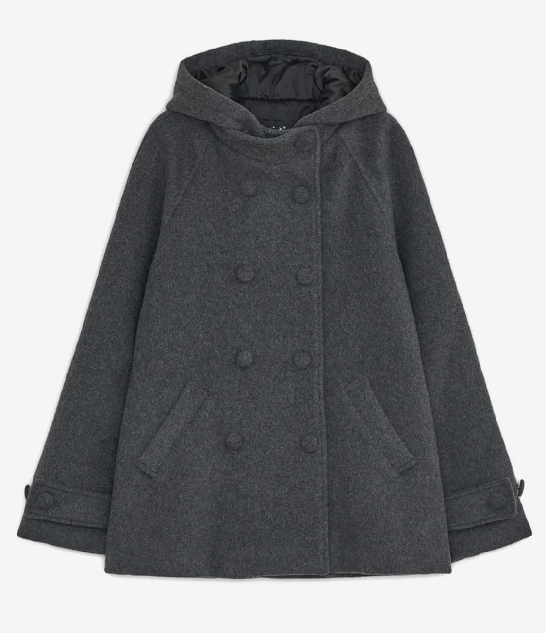 단추수선완료!!) 허그유어스킨 후드 하프 코트 (차콜) 상품이미지1