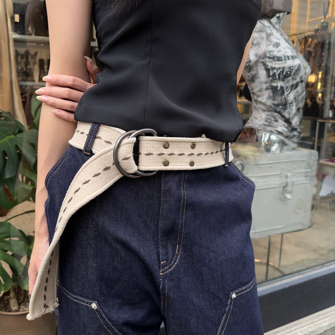 00s 빈티지 캔버스 밀리터리 XL 롱 벨트 상품이미지6
