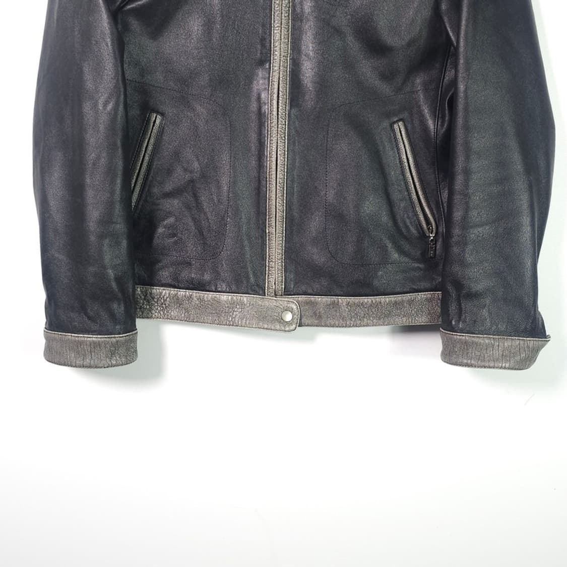 HANYANGFUR 배색 스탠칼라 램스킨 가죽자켓 상품이미지4