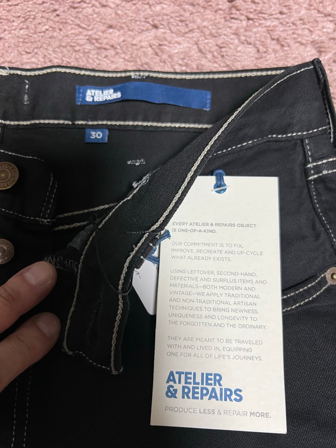 아뜰리에리페어 블랙 데님 팬츠 상품이미지2