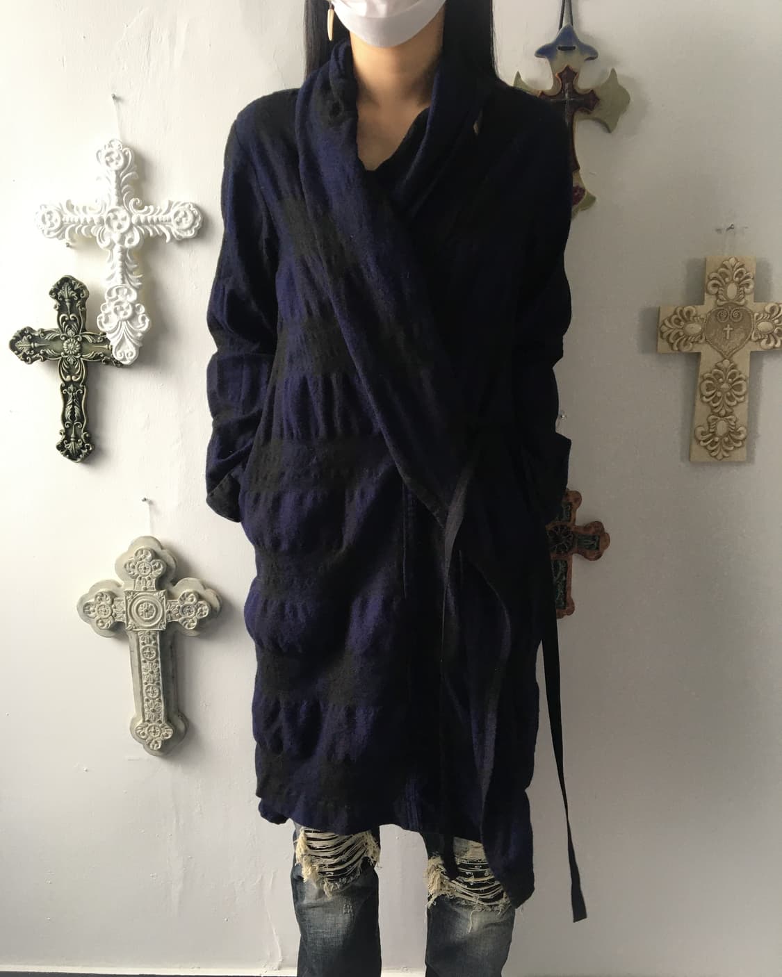 pas de calais check pattern woolen drape 상품이미지1