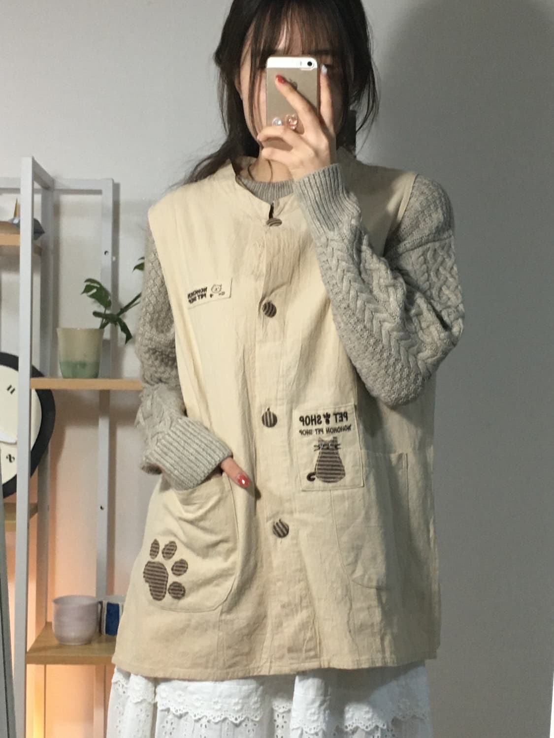 밀크티 네코 조끼 + 시네마클럽 니트 set 상품이미지2