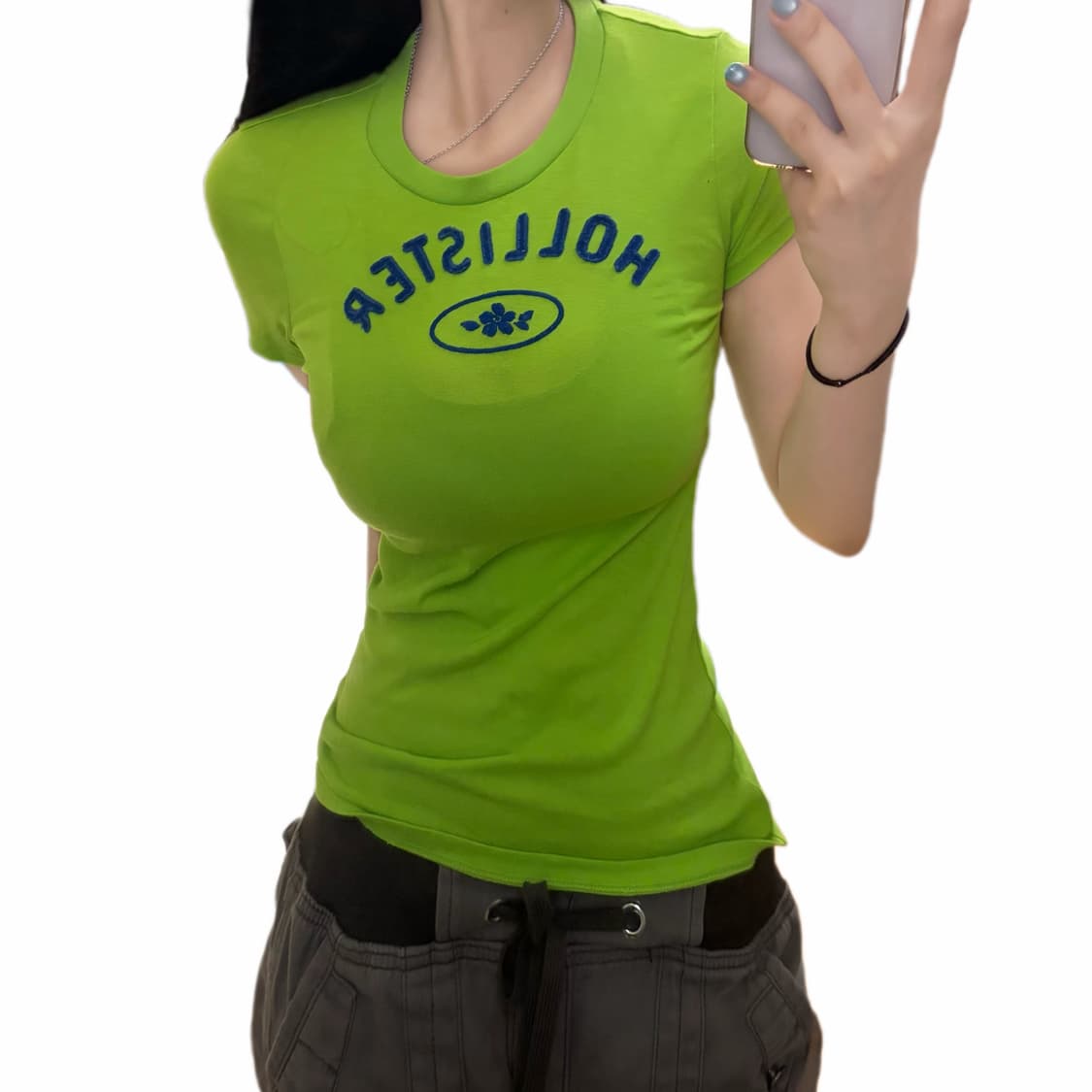 홀리스터 y2k 딱붙 그린 반팔 티셔츠  상품이미지1