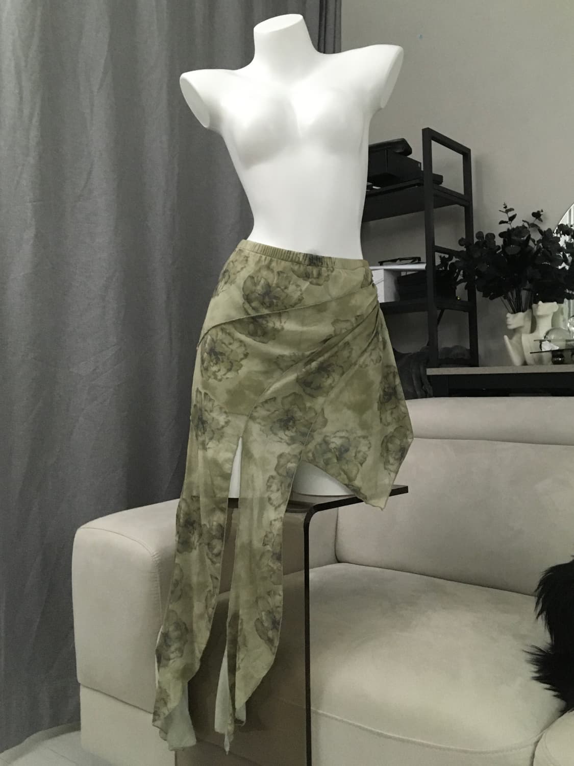 ༒ green fairy irregular shirring skirt 상품이미지1
