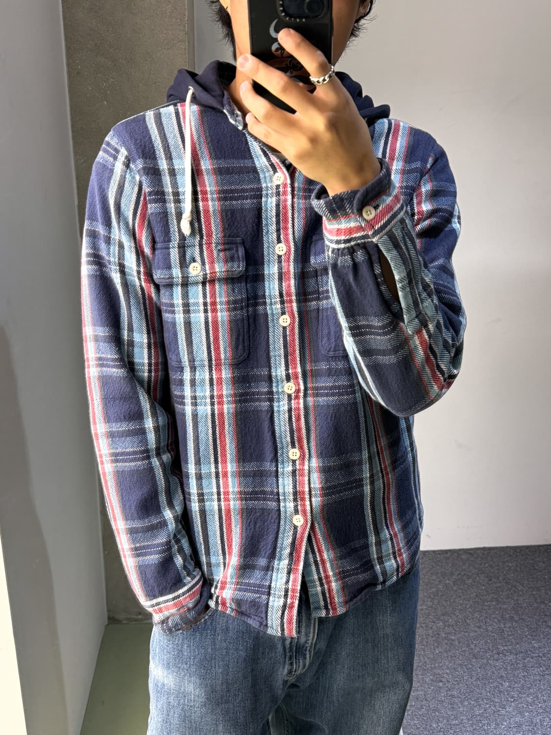 폴로랄프로렌 투포켓 플란넬 체크 후드 셔츠 상품이미지2