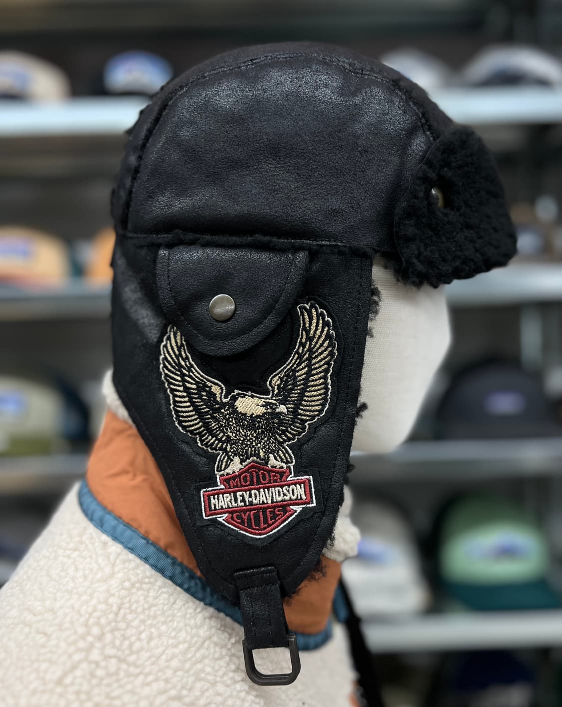 할리 블랙 방한 귀도리캡  상품이미지3