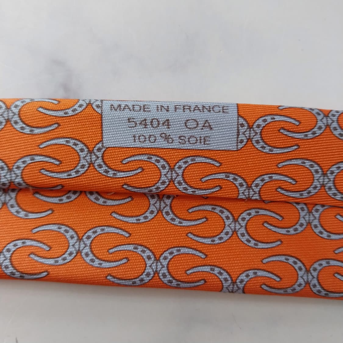 에르메스 오렌지 말발굽 자카드 넥타이 9.3cm A+등급 K2537 상품이미지10
