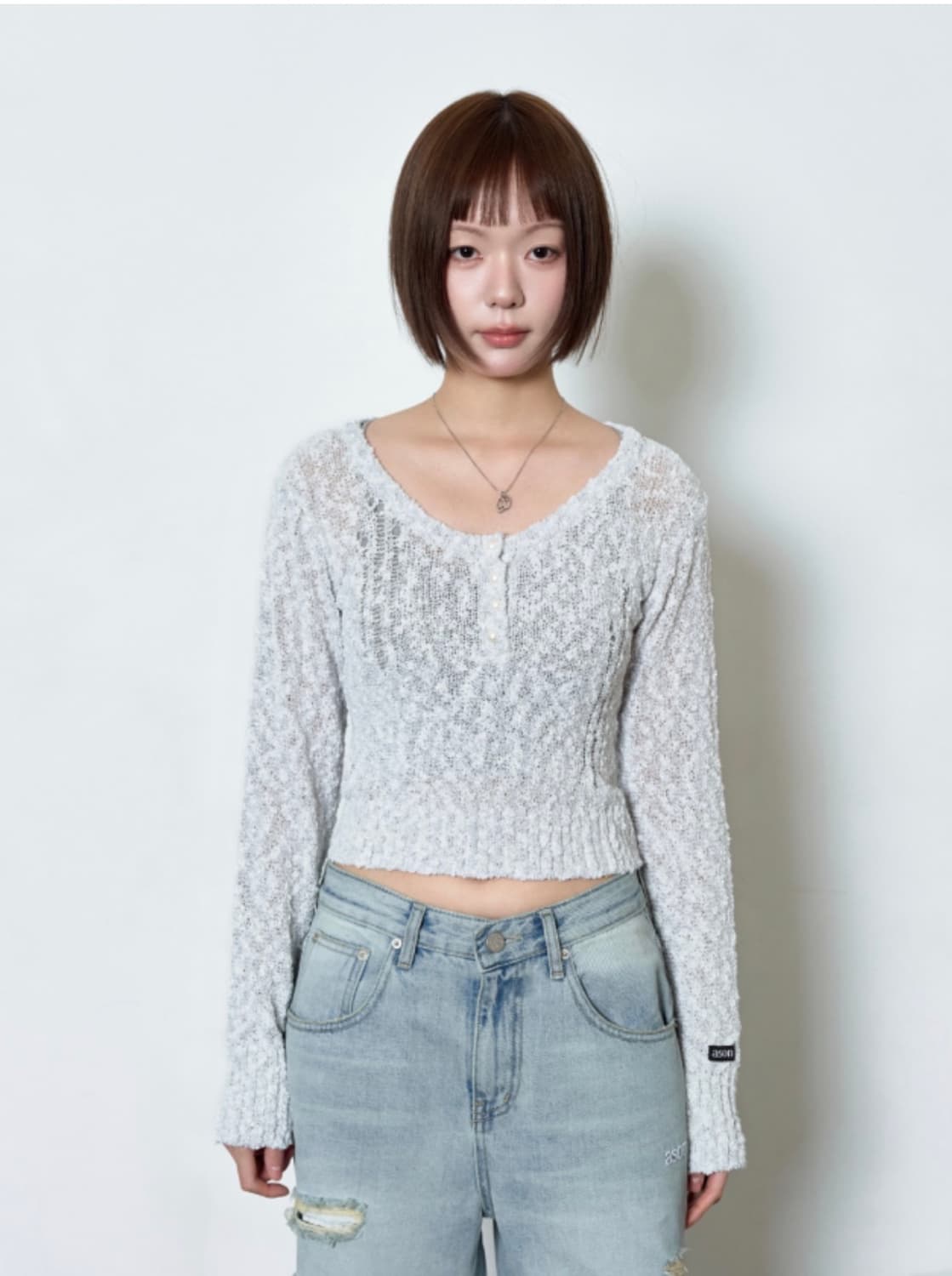 ASON ICE BOUCLE KNIT GRAY  상품이미지3