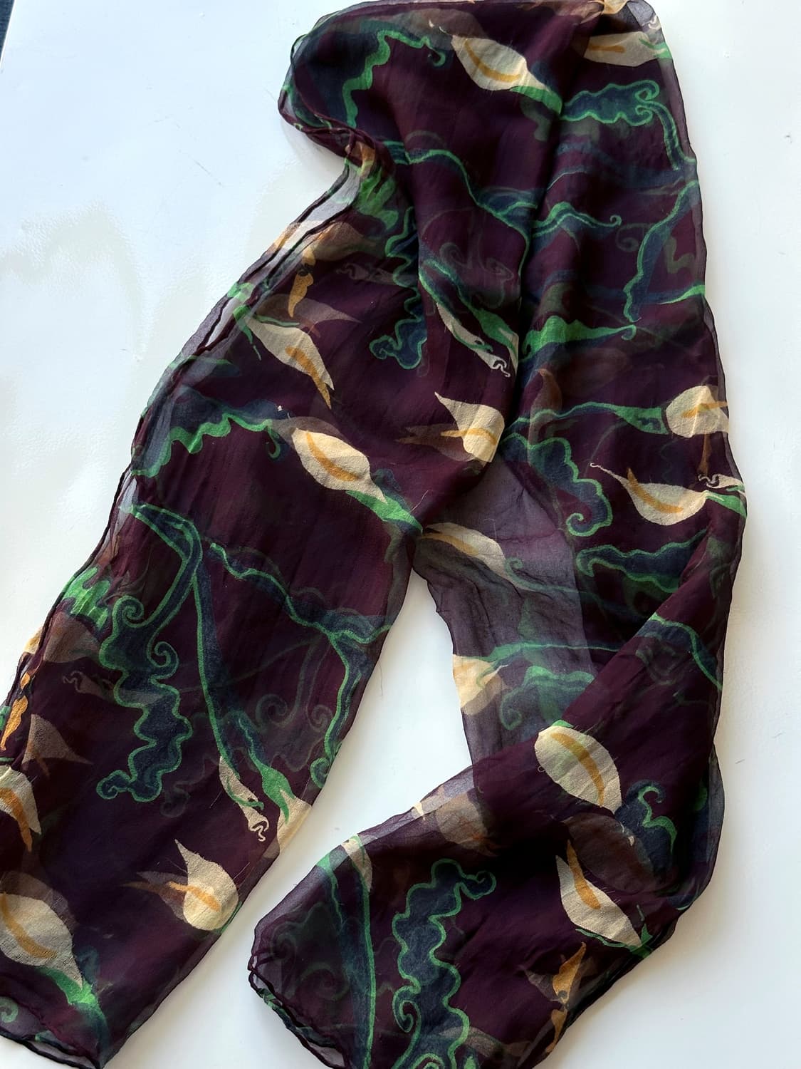 'Silk 100%' sheer fabric design stole 상품이미지3