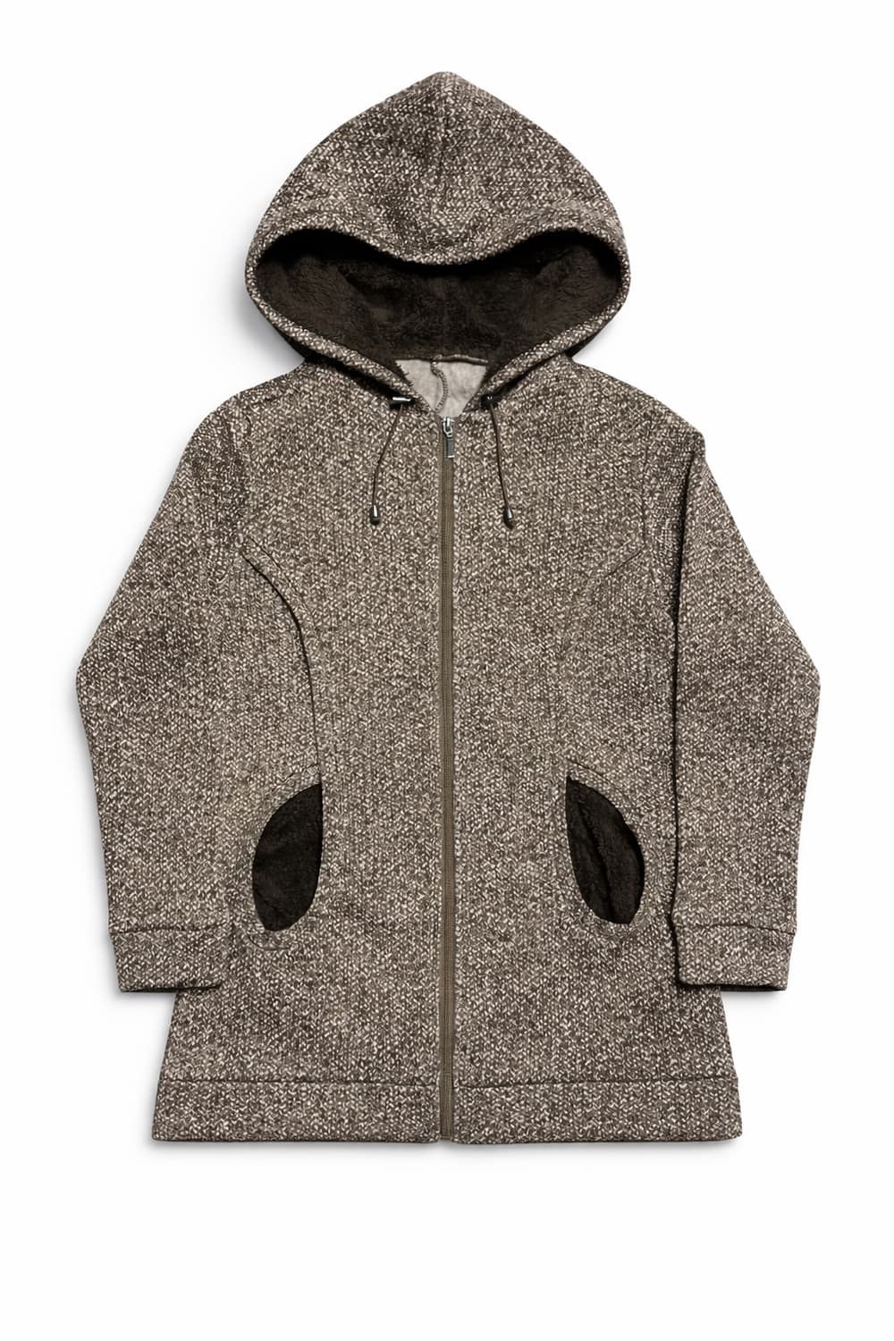 JPN 일본 빈티지 Y2K 모리걸 브라운 트위드 보아안감 후드집업 M 상품이미지1