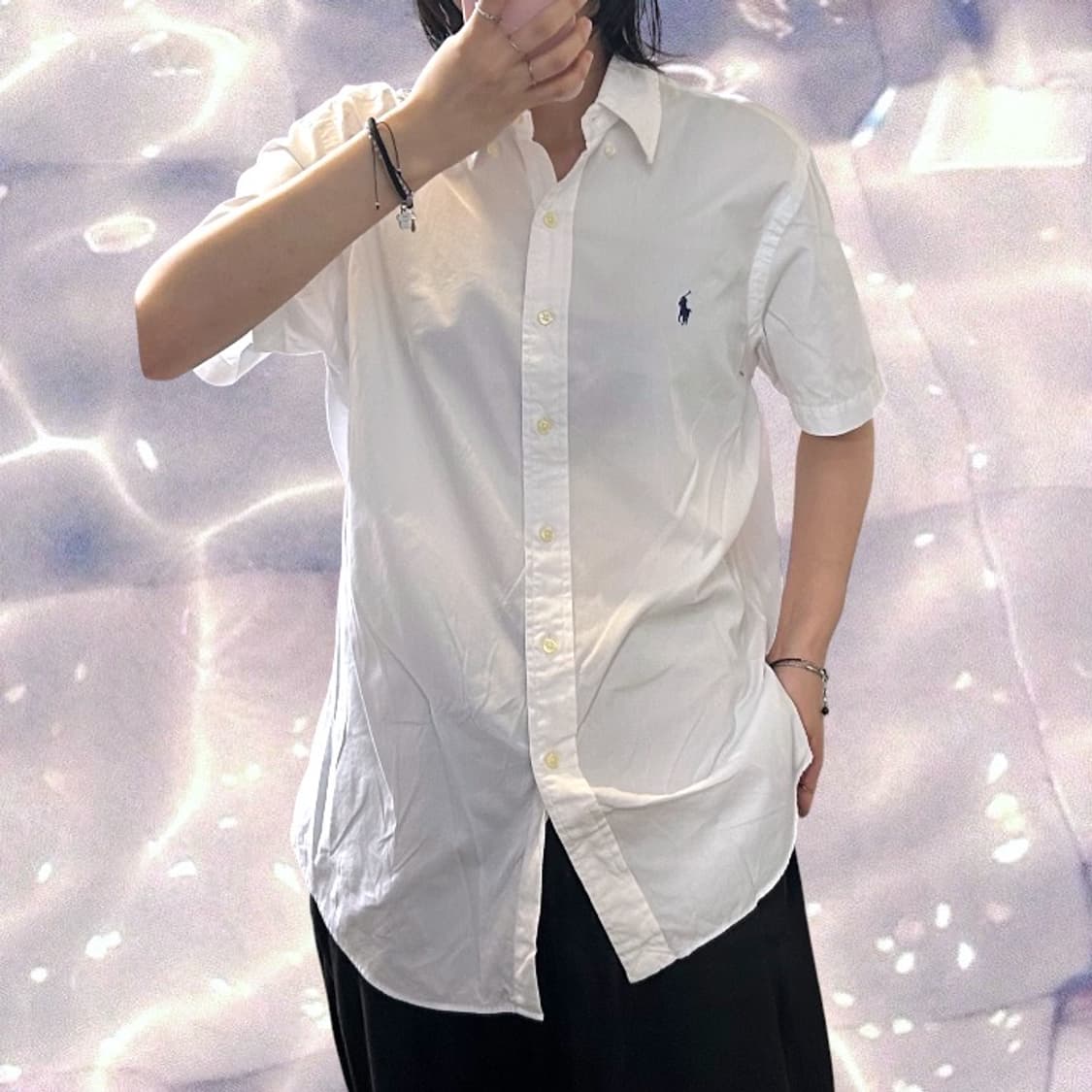 폴로 랄프로렌 신형 반팔 셔츠 화이트 M   상품이미지3