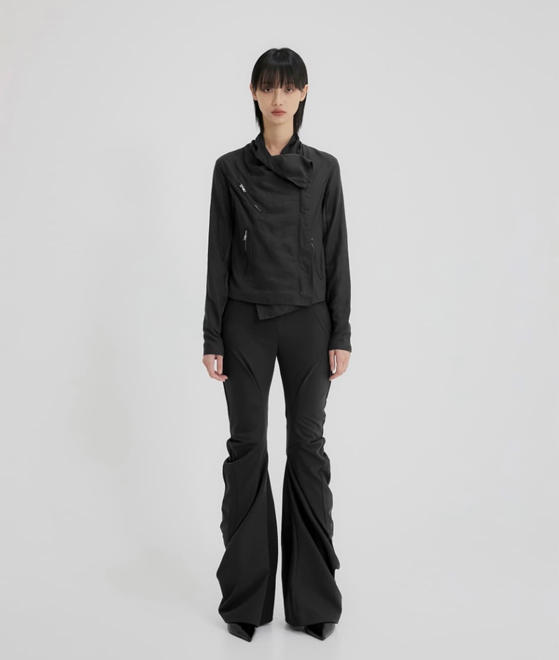 플레어업) Asymmetrical Drape Pants BK 3 상품이미지2