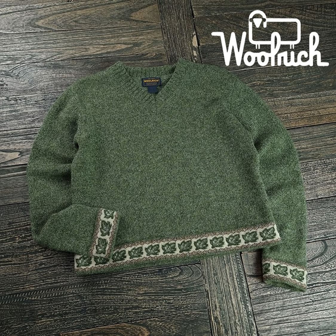 [울리치] 에스닉 패턴 빈티지 루즈핏 브이넥 니트 P01597 상품이미지1