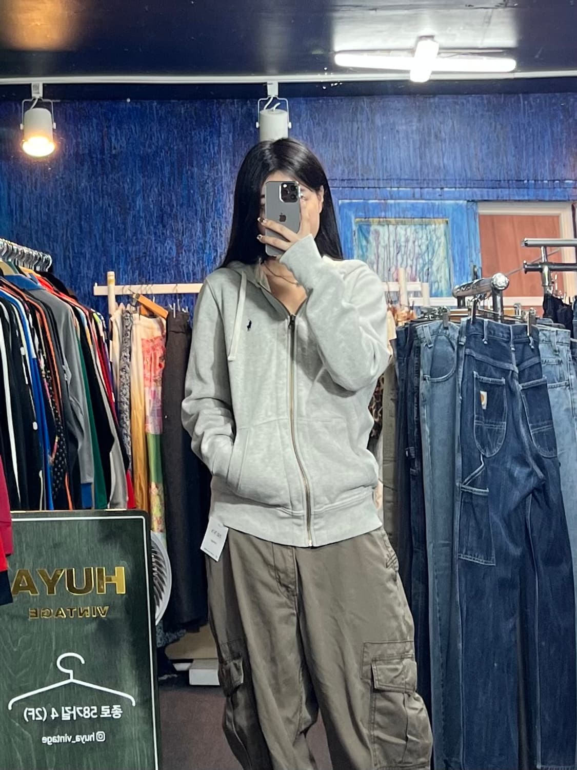 폴로 그레이 후드집업 M 상품이미지1