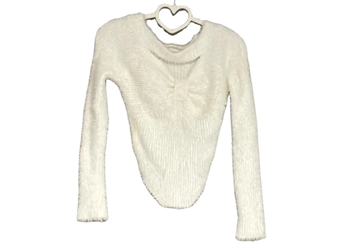 앙고라 화이트 퍼 크롭 니트 상품이미지1