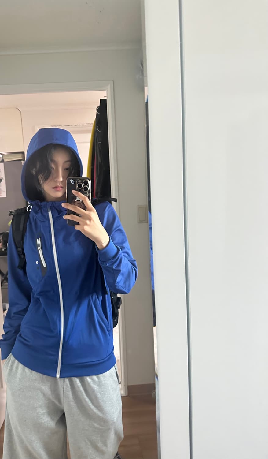 휠라 블루 후드 집업 트랙 재킷 상품이미지1