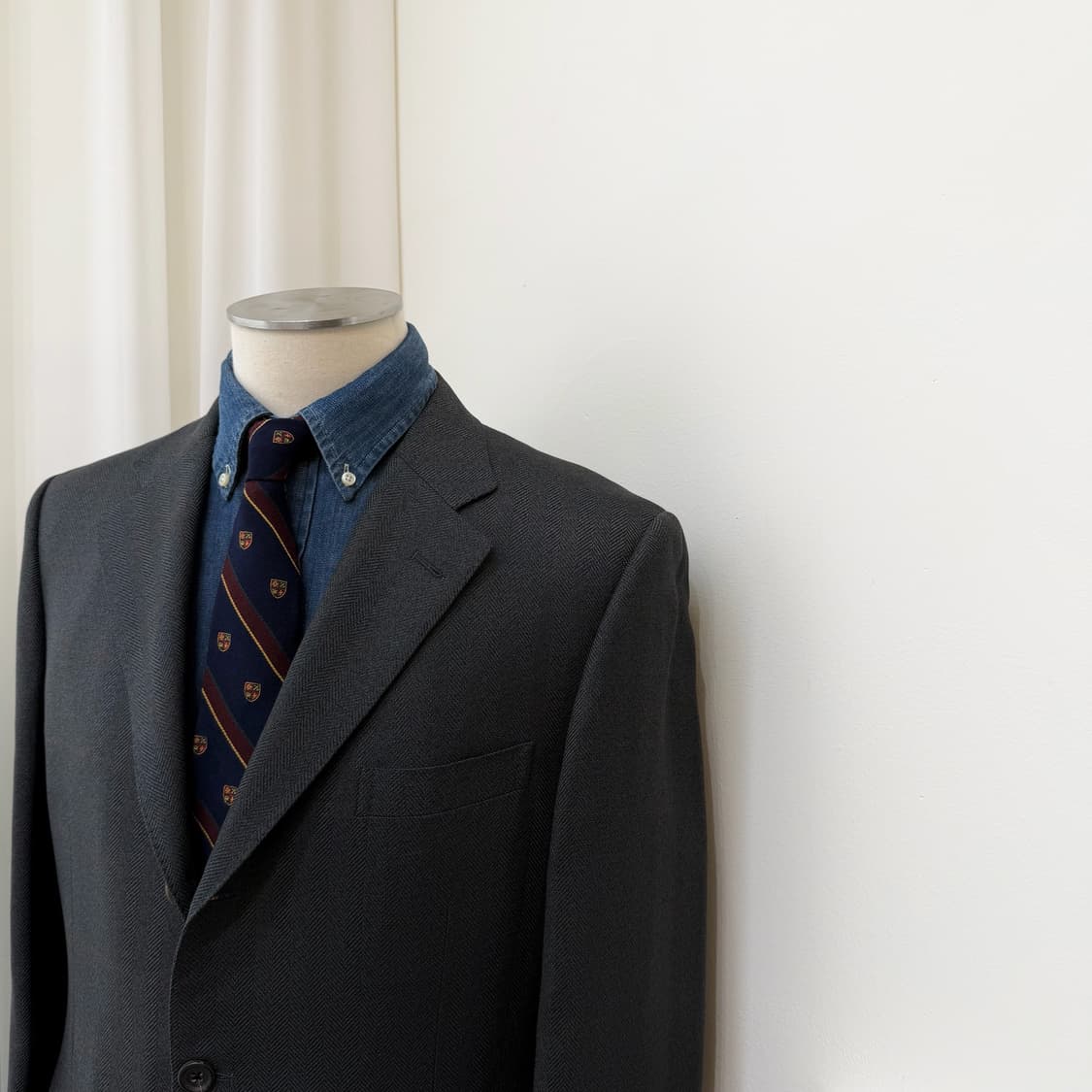Aquascutum London 실크 100% 헤링본 윈도페인 자켓 상품이미지3
