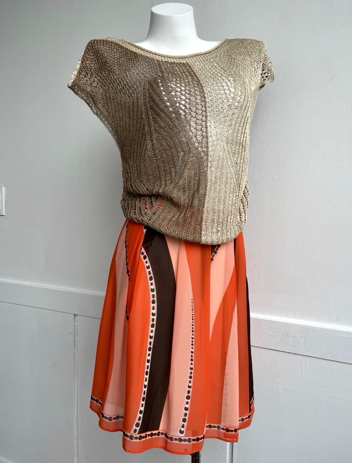 오렌지 무드 드로잉 플레어 스커트 상품이미지2