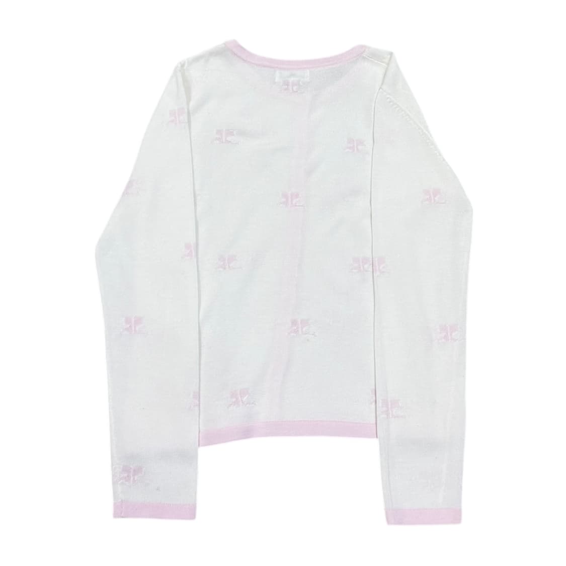 꾸레쥬 빈티지 화이트 핑크 가디건 상품이미지3