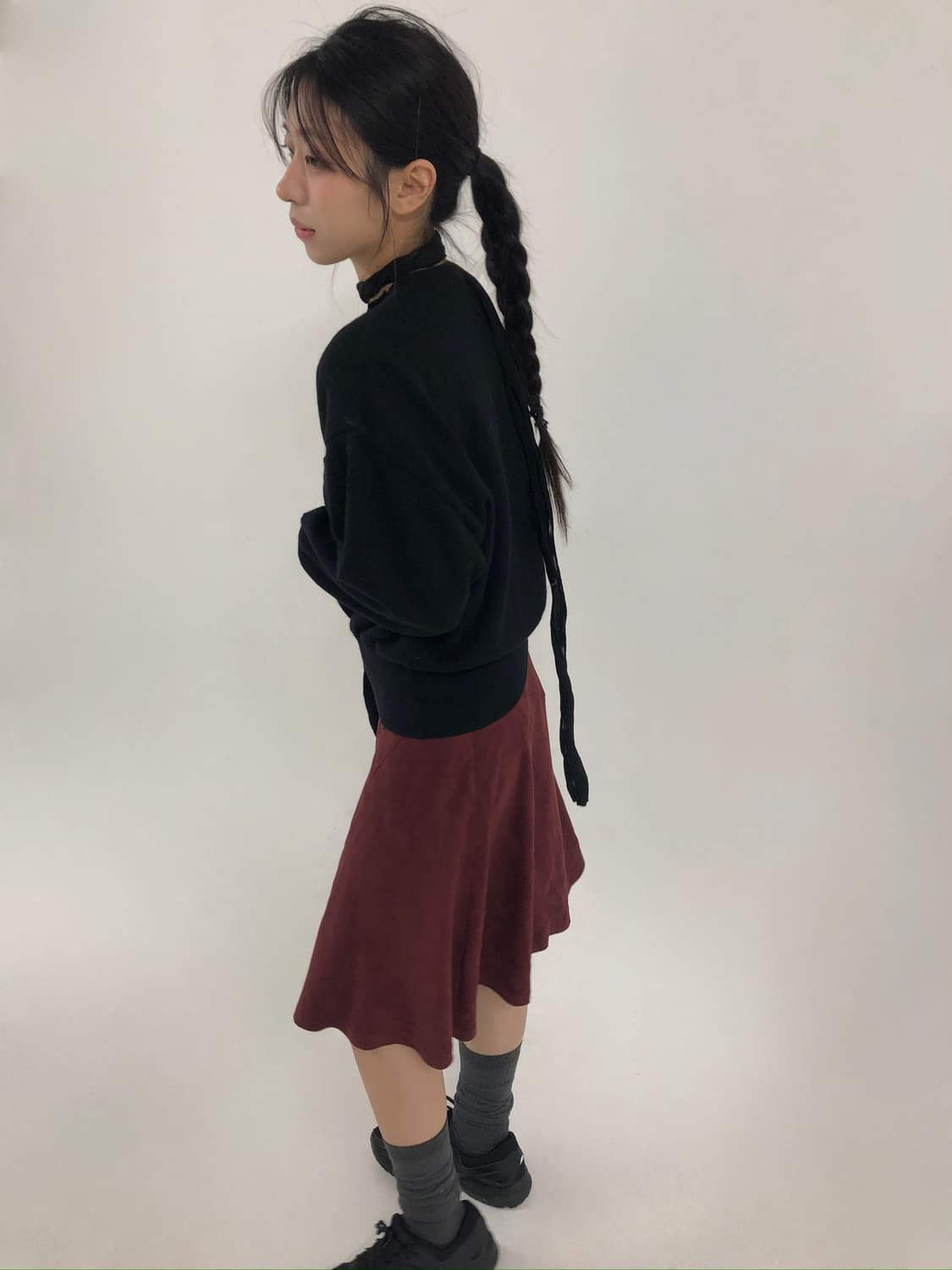 Line Point Wine Skirt 상품이미지5