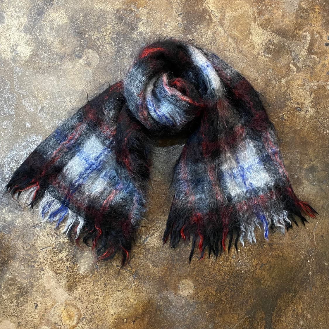 90s 꼼데가르송 7g 모헤어 체크 머플러 상품이미지3