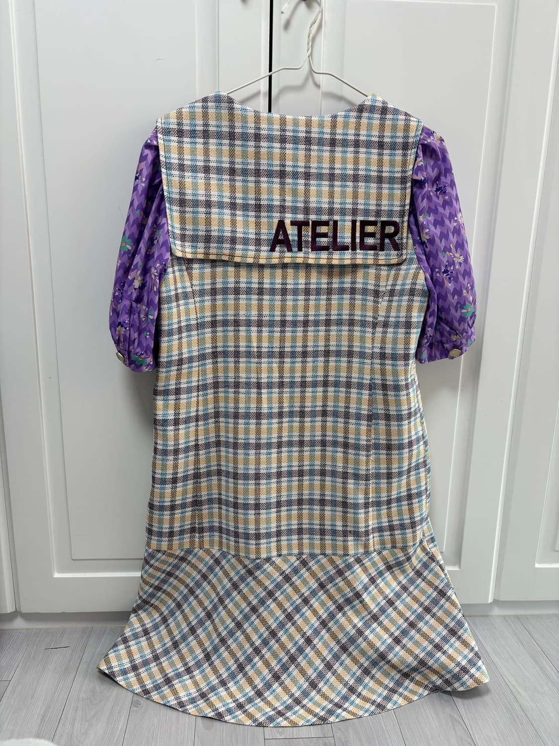 체크패턴 퍼플 원피스 상품이미지2