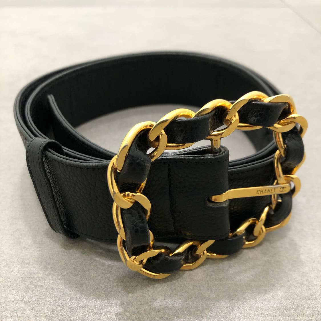 샤넬 금장 체인 이태리 레더 가죽 벨트 85/34 상품이미지1