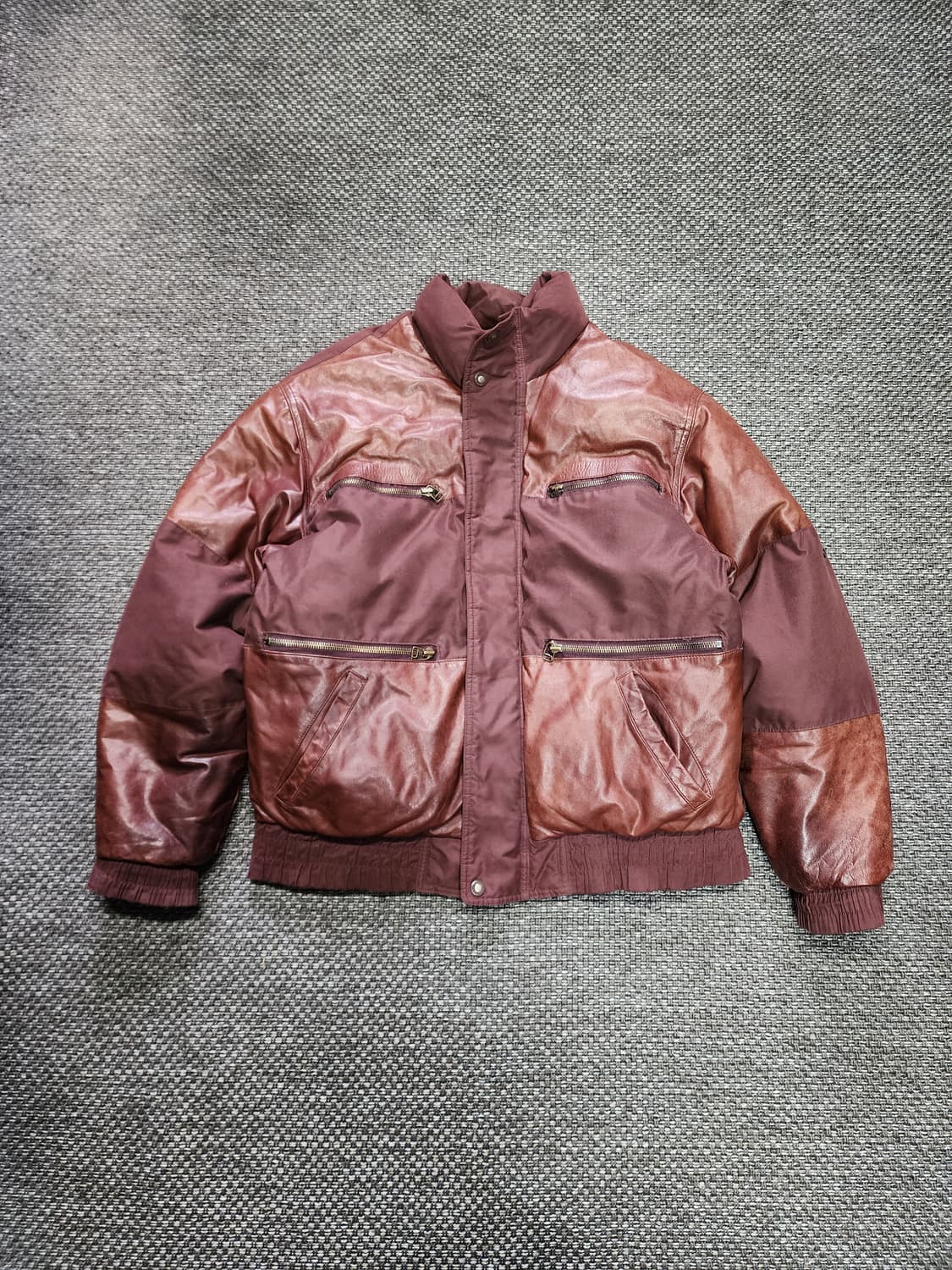 빈티지 소가죽 배색 덕다운 점퍼 95사이즈 상품이미지1