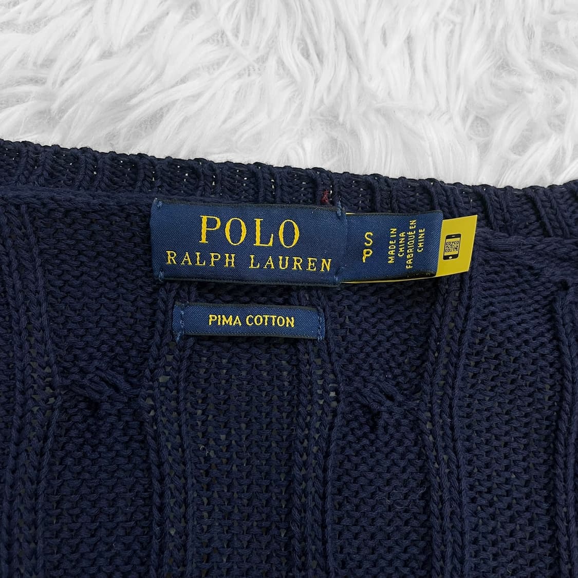 폴로 랄프로렌 포니 로고 케이블 브이넥 니트 네이비 상품이미지4