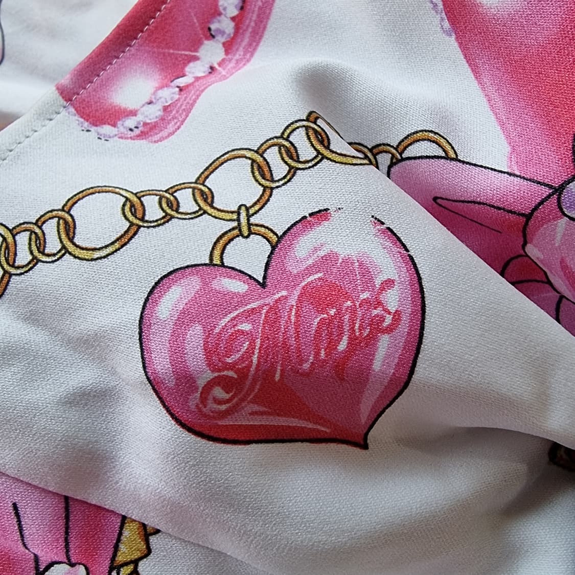 Ma rs(마즈)하트쥬얼 체인 베이비핑크 프릴 바디콘 원피스 상품이미지8