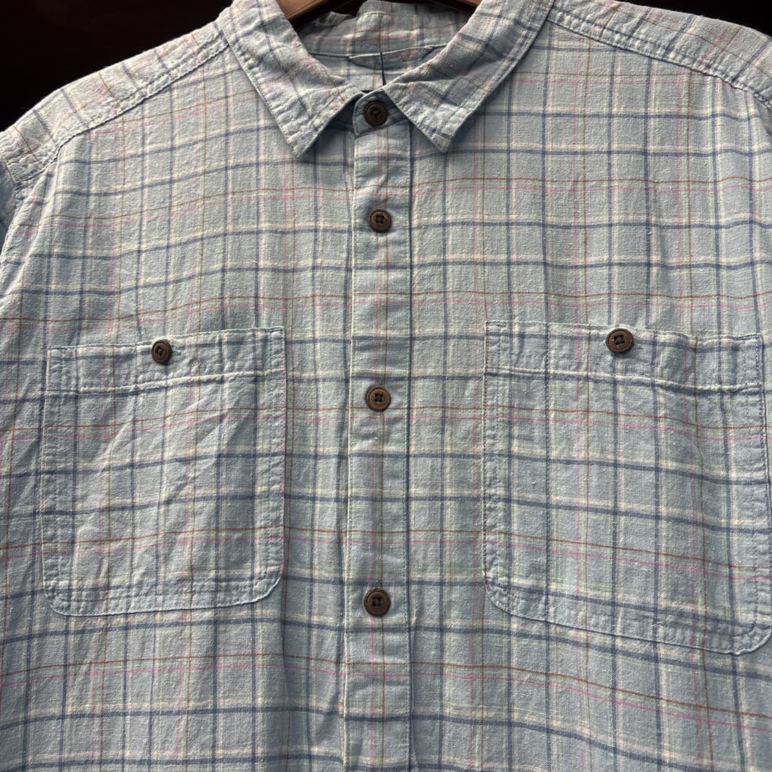 파타고니아 파스텔 윈도우 체크 워크포켓 린넨셔츠 N1062 상품이미지5